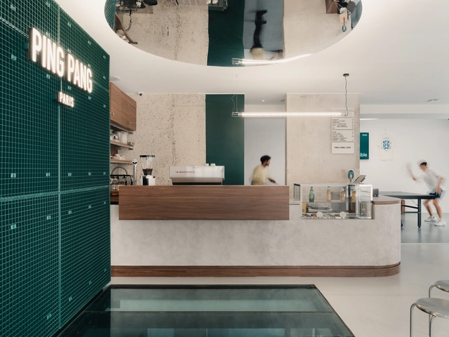 Complexo Esportivo Ping Pang / A'IDA - Fotografia de Interiores, Arquitetura Esportiva, Cozinha, Mesa